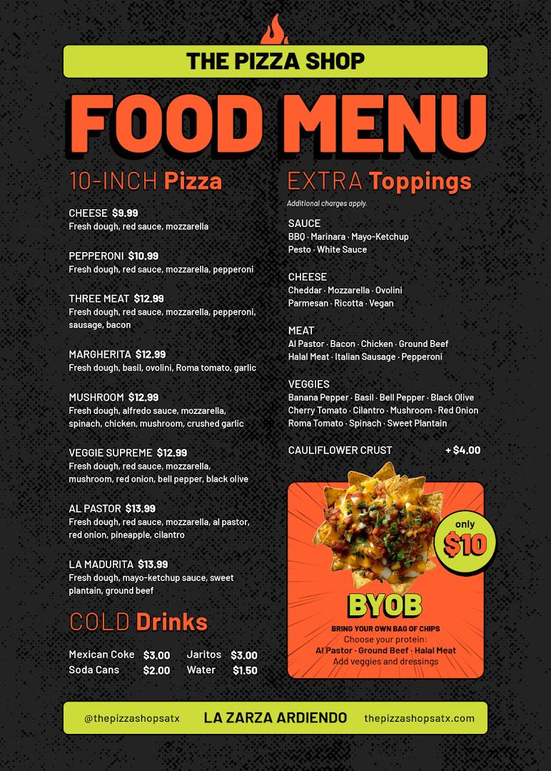 The Pizza Shop Menu